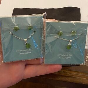 NIB EFFY solid sterling silver and lab emerald set